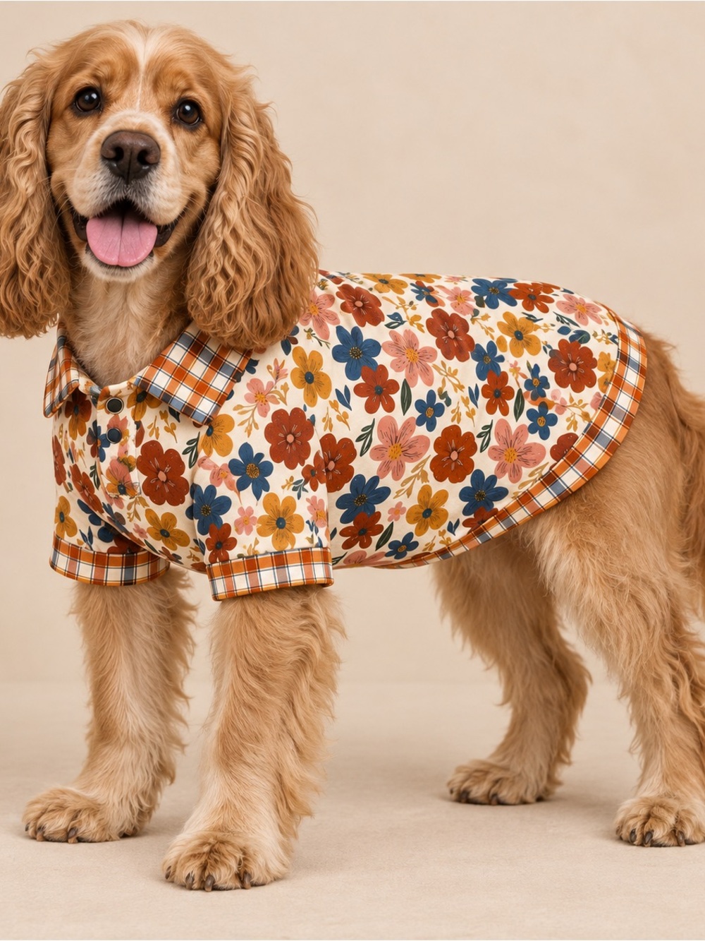 Griffy & Drake Fall Blooms Collared Dog Shirt Size Large NWT